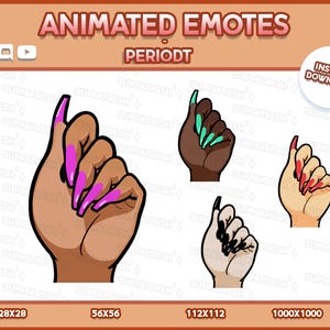 4x Emote animate con meme delle unghie del dito e del punto: Twitch, Discord, YouTube (Download digitale)