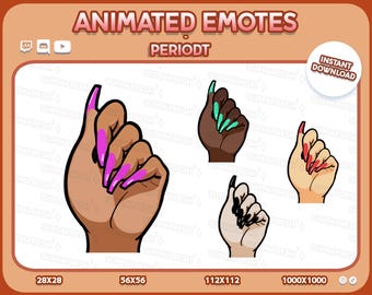 4 émotes animées « Periodt Finger Nails » : Twitch, Discord, YouTube (téléchargement numérique)