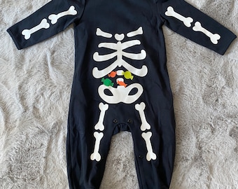 Funny Baby Onesie, Skeleton Bones Bodysuit, Halloween Baby Gift, Funny Baby Shower Gift