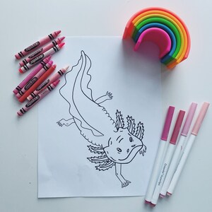 Axolotl Love Printable Coloring Sheet - Coloring Sheet for kids - Animal Kingdom - Cool Animals