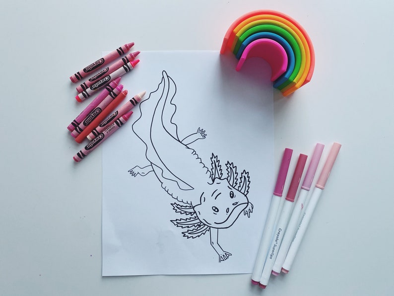 Axolotl Love Printable Coloring Sheet - Coloring Sheet for Kids ...