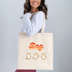 Dog Tote Bag, Canvas Tote Bag, Dog lover Tote, Animal lover Bag, Cute Dog Graphic, Dog bag Gift
