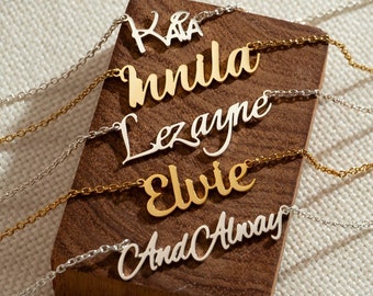 Collar de nombre personalizado de oro, collar de placa de identificación personalizado, collar de nombre de monograma de plata, regalo de cumpleaños, regalo personalizado para las mujeres