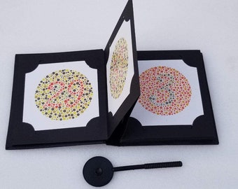 Libro de pruebas de visión del color de Ishihara: 24 láminas, manual del usuario y oclusor