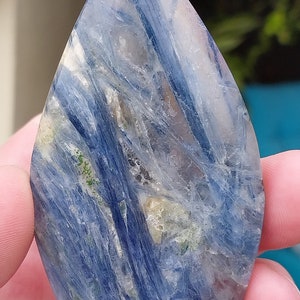 Brazilian Blue Kyanite With Quartz Freeform! Blue Kyanite Teardrop Freeform. Brazilian Kyanite. Kyanite. Kyanite Freeform. Kyanite in Quartz