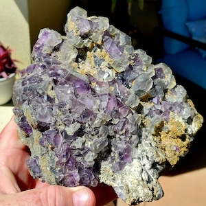 LARGE High Quality Octahedral Purple Fluorite. Inner Mongolia, China. Yindu Mine. Fluorite Octahedron. Fluorite on Matrix. Fluorite Cube.