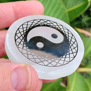 Unique Selenite Yin Yang Slab. Selenite Charging Plate. Satin Spar Charging Plate. Crystal Yin Yang. Ying Yang Slab. Selenite Slab.