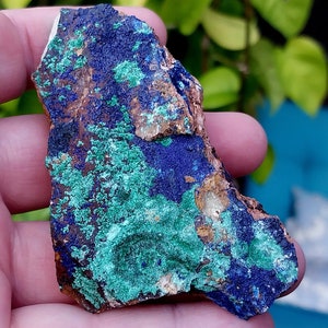 Bright Azurite with Malachite Specimen. Mineral Specimen. Malachite Specimen. Azurite Specimen. Fibrous Malachite. Azurite with Malachite.