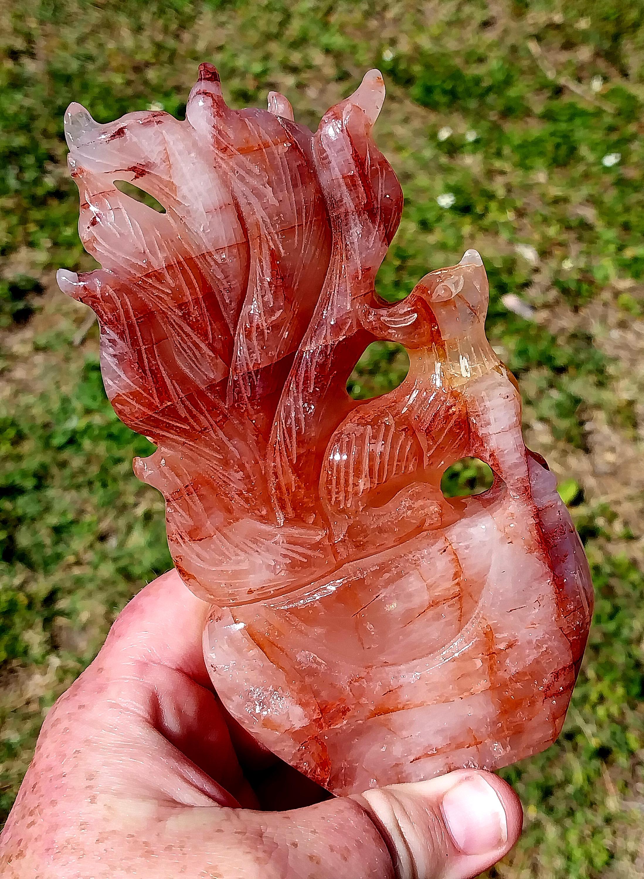 Gorgeous Rainbow Fire Quartz 9 Tails Fox! Fire Quartz. Red