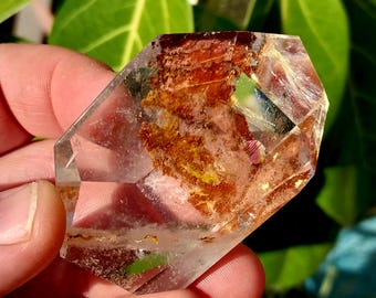 Perfect Quality Mixed Gold and Red Lodolite Garden Quartz Freeform! Phantom Quartz.  Garden Quartz Freeform. Lodolite Freeform.