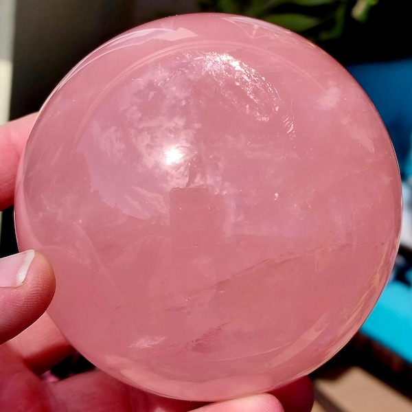 82 mm Rainbow Star Rose Quartz Sphere! Star Rose Quartz. Crystal Sphere. Quartz Sphere. Pink Quartz Sphere. Rose Quartz Crystal.