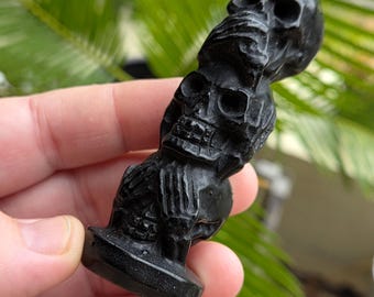 Black Obsidian See No Evil Hear No Evil Speak No Evil Skull