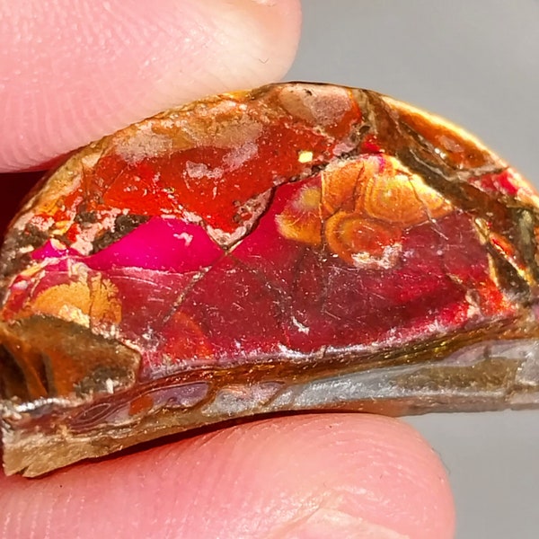 Natural Flashy Red and Pink Ammolite Specimen! Ammolite Slice. Ammolite Piece. Full Flash Ammolite. Ammolite Slab. Ammolite Pendant.