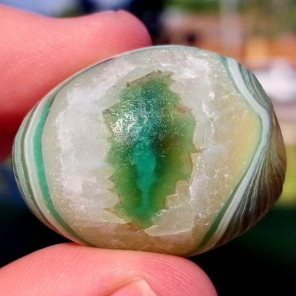 Fantastic Gobi Eye Agate Palmstone! Gobi Eye Agate Stone. Colorful Gobi Eye Agate. Green Gobi Eye Agate. Agate Palmstone. Rare Palmstone.