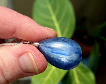 Beautiful Zambian Blue Kyanite S925 Necklace! Blue Kyanite Pendant Necklace. Zambian Kyanite. Kyanite Jewelry. Silver Kyanite Necklace.