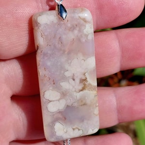 Gorgeous Flower Agate S925 Pendant and Necklace! Flower Agate Necklace. Crystal Pendant Necklace. Agate Necklace. Agate Pendant Necklace.