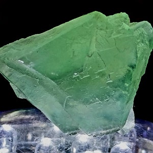 UV Reactive! Sea Green Natural Fluorite Octahedron Crystal. Octahedral Fluorite. Fluorite Diamond. Fluorite Octahedron. Fluorite Floater.