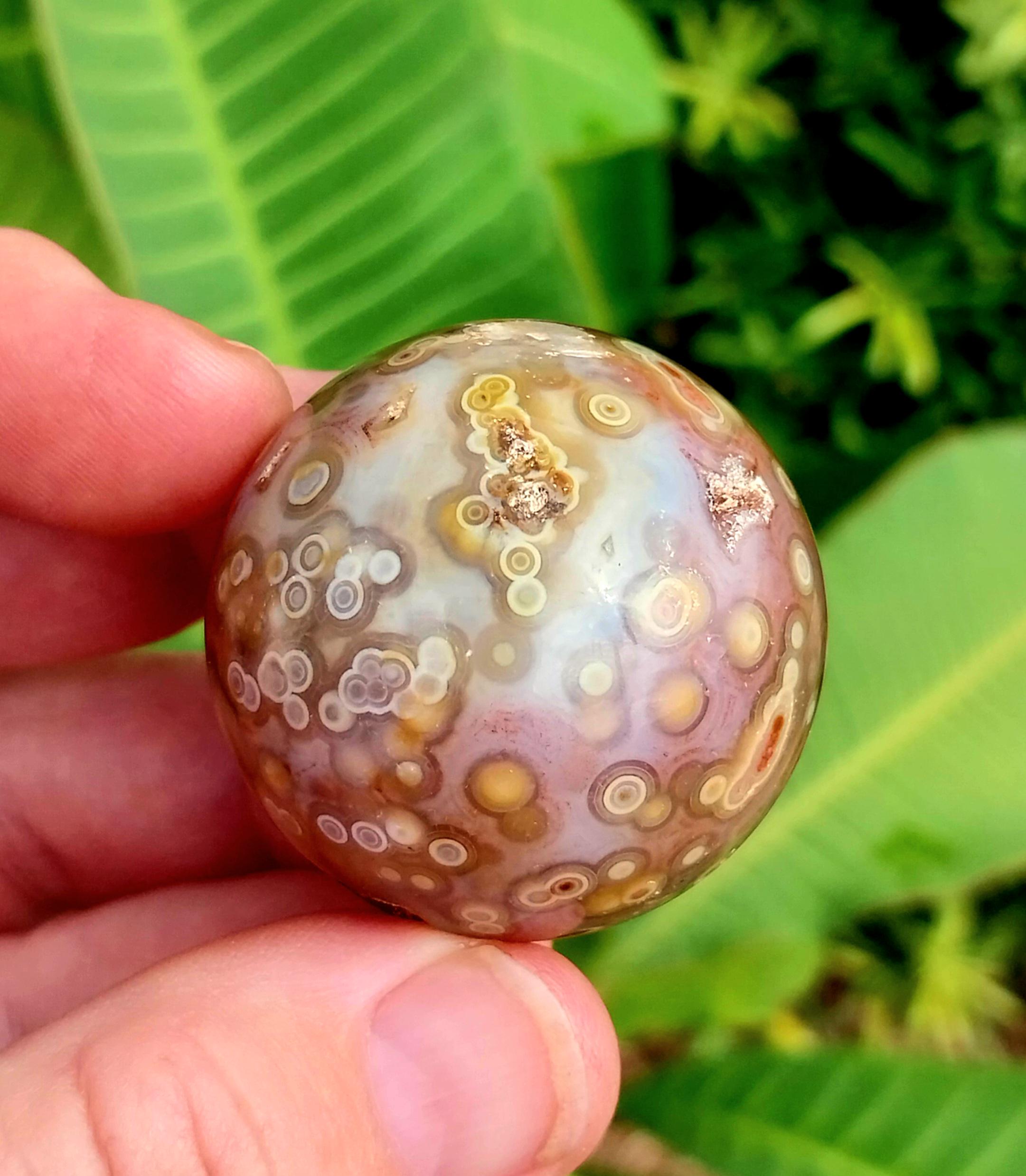 37 Mm RARE Pink 8th Vein Ocean Jasper Sphere. 8th Vein Jasper