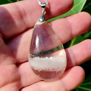 Heavenly Quality Amphibole Garden Quartz S925 Pendant Necklace! Rabbit Hair Quartz. White Garden Quartz. Amphibole Quartz. Crystal Jewelry.