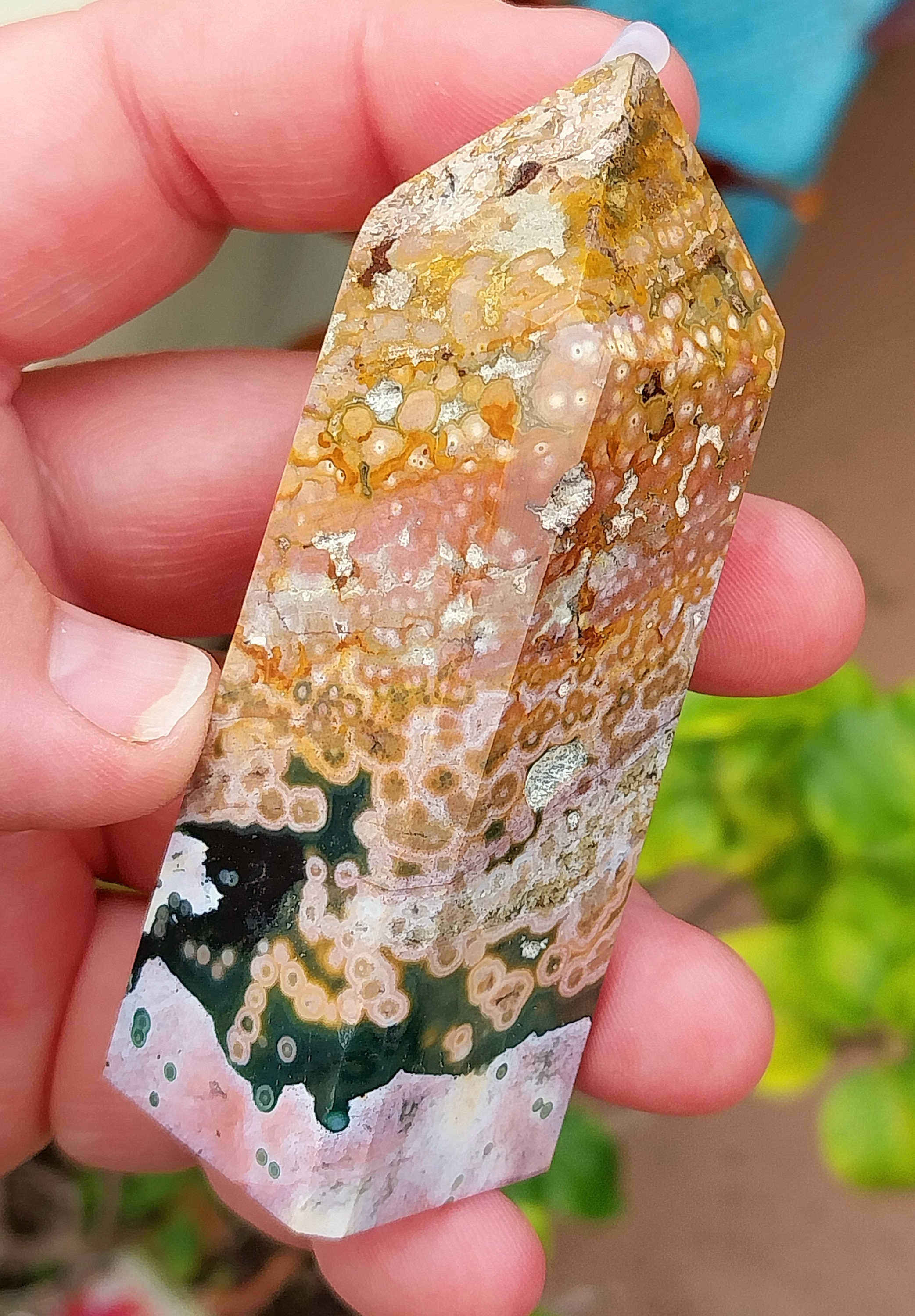 パワーストーン RARE Pink Orbicular 8th Vein Ocean Jasper Tower. 8th Vein Jasper