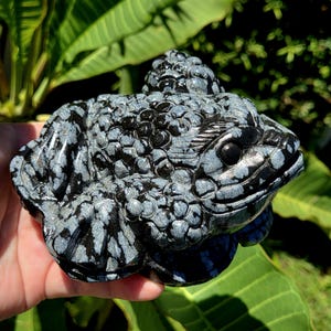 Large Snowflake Obsidian Money Frog! Obsidian Carving. Obsidian Money Frog. Crystal Money Toad. Crystal Frog. Chinese Culture Crystal.