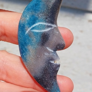 Banded Blue Trolleite Moon! Trolleite Moon.  Blue Trolleite. Rare Trolleite. Trolleite Carving. Crystal Moon. Trolliete Crescent Moon.