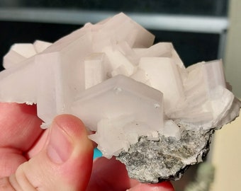 Amazing Museum Cabinet Piece UV Reactive Sandwich Calcite Specimen On Matrix! Candy Calcite. Poker Chip Calcite. Candy Calcite. Calcite.