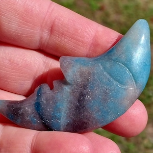 Amazing Blue Trolleite Moon! Trolleite Moon.  Blue Trolleite. Rare Trolleite. Trolleite Carving. Crystal Moon. Trolliete Crescent Moon.