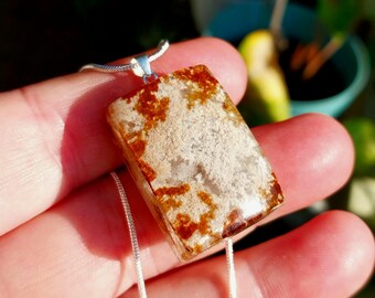 Great Quality White and Gold Lodolite Garden Quartz S925 Pendant and Necklace. Phantom Quartz. Ghost Quartz. Fairy Quartz. Lodolite Jewelry.