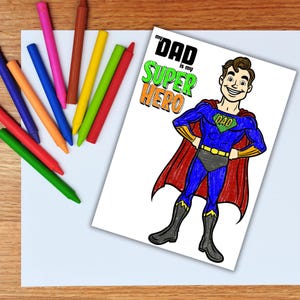 Vaderdagkaart voor kinderen – Directe download afdrukbare ingekleurde doe-het-zelfkaart voor papa – leuke activiteit en cadeau in één, verjaardagscadeau voor papa