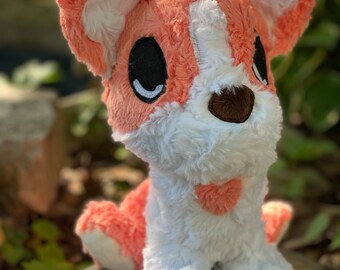 Peach and White Puppy Plush