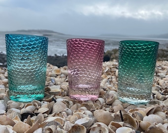 Mermaid Gin Trio|Upcycled drinking Glasses|Gin Lover Gift|Cocktail Party Glass|Valentine Gift|Him&Her|Home bar Drinkware
