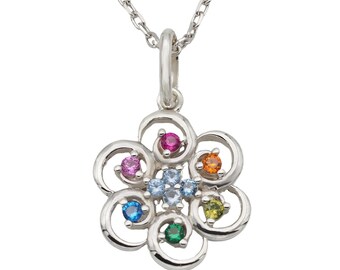 Multicolor Poppy Necklace - Christmas Gift Necklace for Women - Colored Zirconia Necklace - Love Necklace - Women&#39;s Birthday Pendant