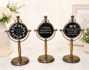 Personalized Engraved Antique Office Desk Clock, Anniversary Gifts for Men and Women, Retro Table Clock, Keepsake for Husband Wife