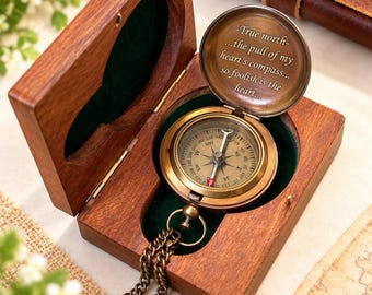 Personalized Compass, Custom Engraved Compass, Working Compass, Gift for Mom or Confirmation, Anniversary Gift, Handmade Antique Style Gift