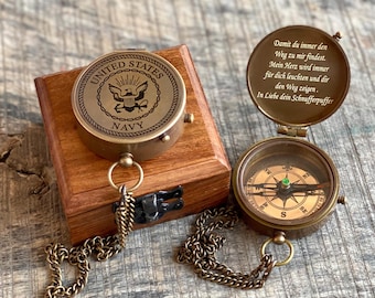 U.S Navy Gift, Engraved Navy Compass, United Sates Navy Gift, Antique Working Compass , Personalized Navy Gifts,  Navy Retirement Gift.