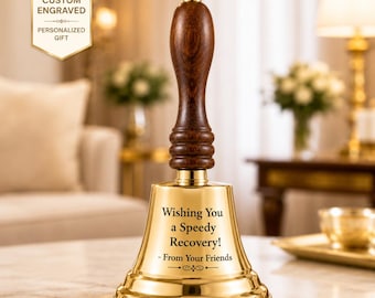 Custom Engraved Brass Call Bell, Personalized Desk Bell, Vintage Service Bell, Unique Gift for Office, Hotel, Reception, Wedding Gift