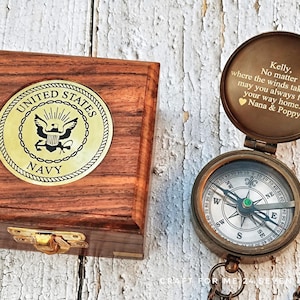 United Sates Personalized Navy Gift, Engraved Navy Working Compass, Personalized Antique Compass, Navy Retirement Gift, Navy Graduation Gift