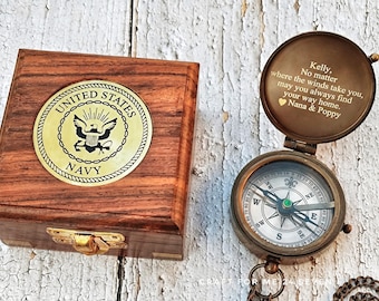 United Sates Personalized Navy Gift, Engraved Navy Working Compass, Personalized Antique Compass, Navy Retirement Gift, Navy Graduation Gift