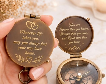Personalized Engraved Brass Compass, Custom Working Compass, Christmas Gift for Him, Adventure Gift, Anniversary Gift, Graduation Gift