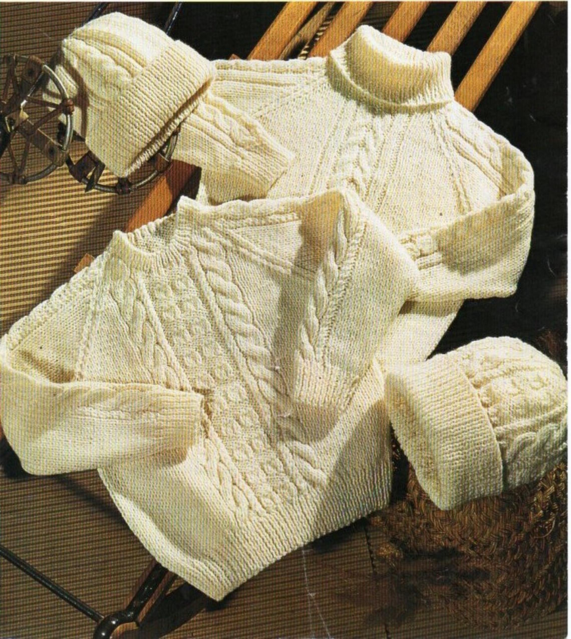 Vintage Childrens Aran Sweater KNITTING PATTERN Pdf Childs Cable Jumper ...
