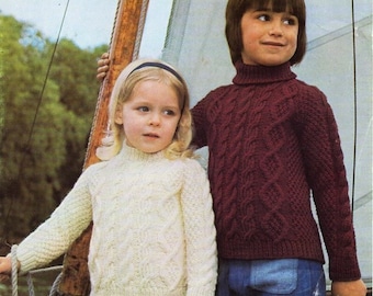 Childrens Aran Sweater Knitting Pattern PDF Childs Aran Jumper Cable ...