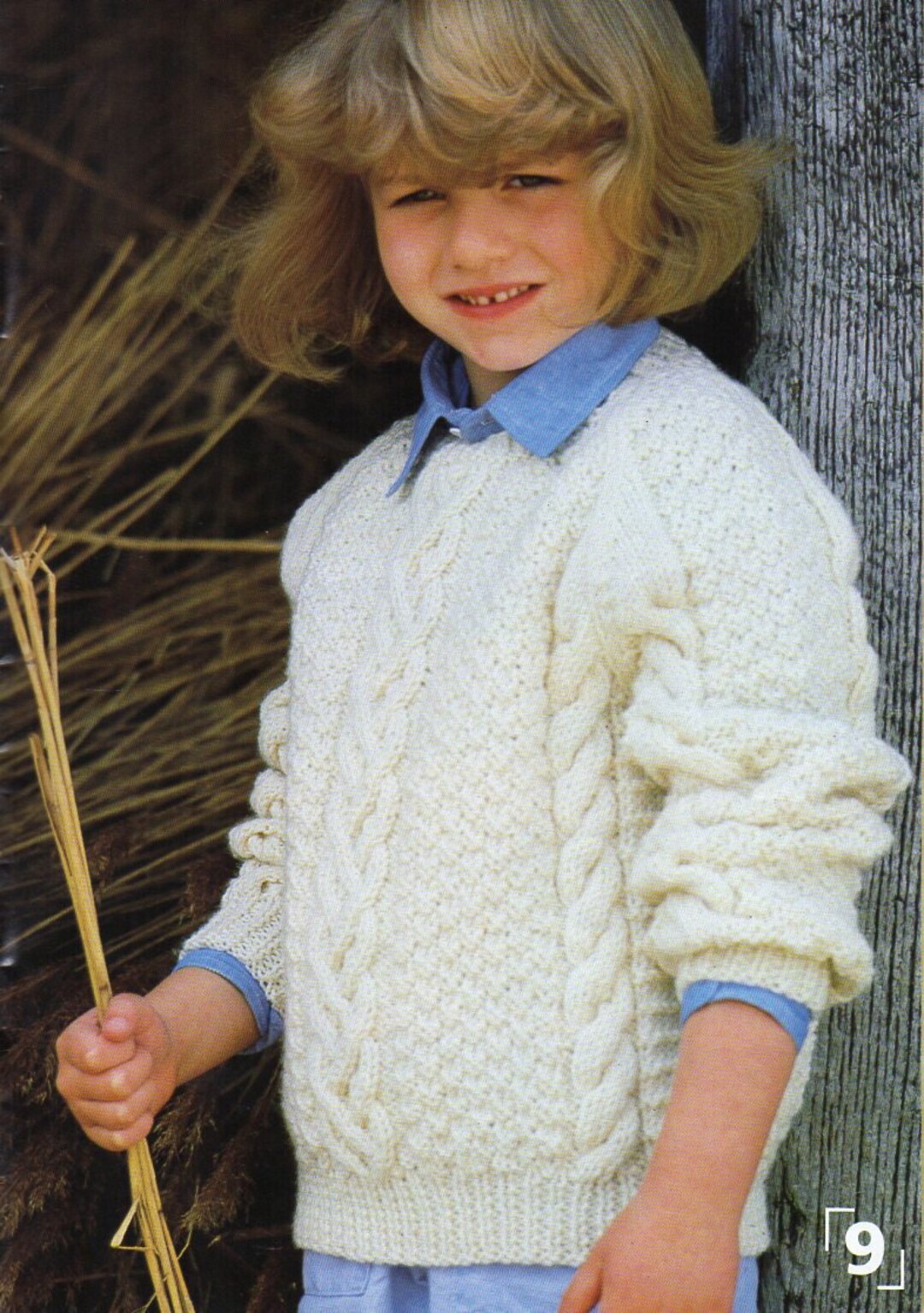 Vintage Childrens Aran Sweater KNITTING PATTERN Pdf Childs Cable Jumper ...