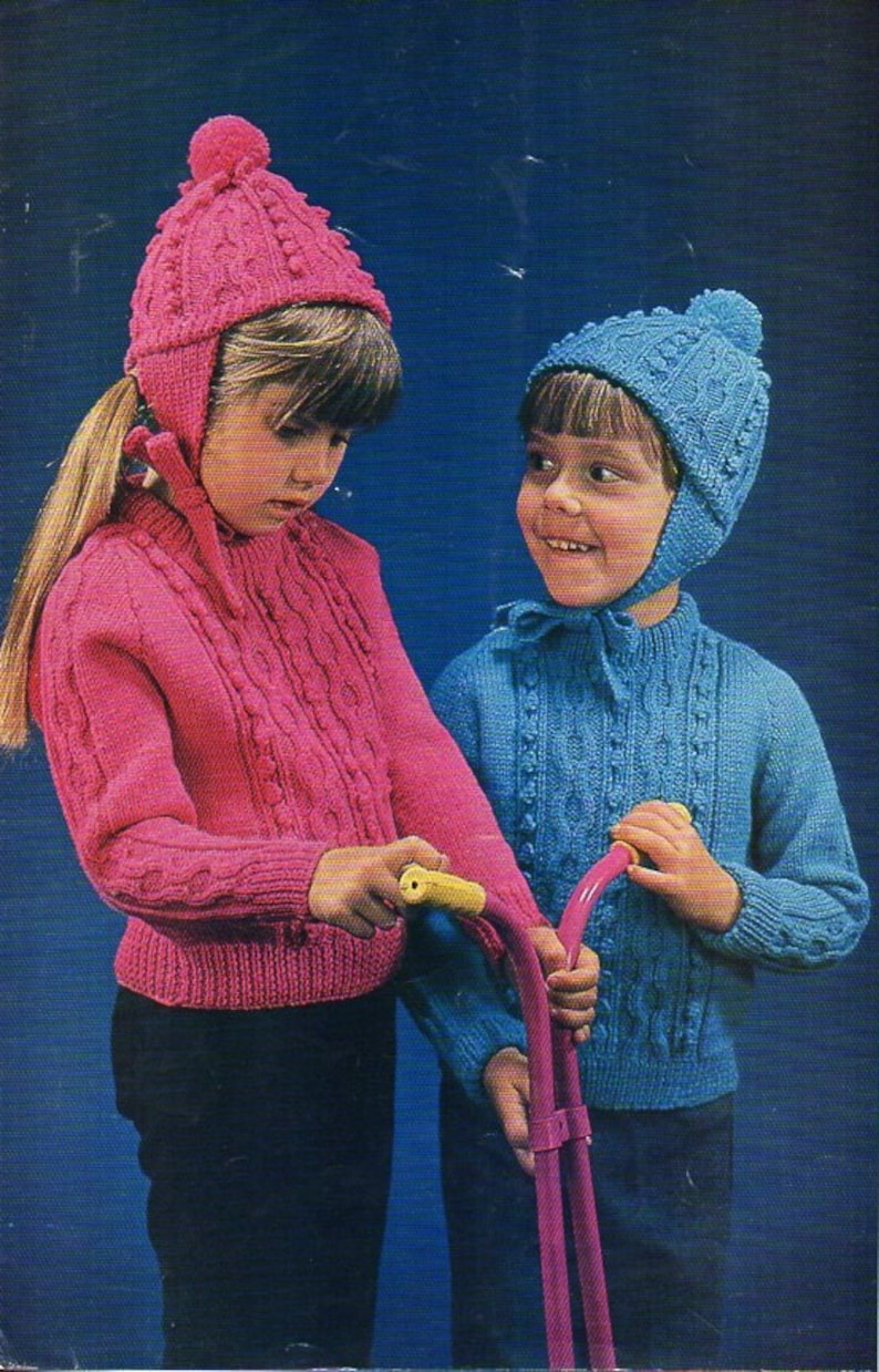 Vintage Childrens Aran Sweater KNITTING PATTERN Pdf Childs Cable Jumper ...