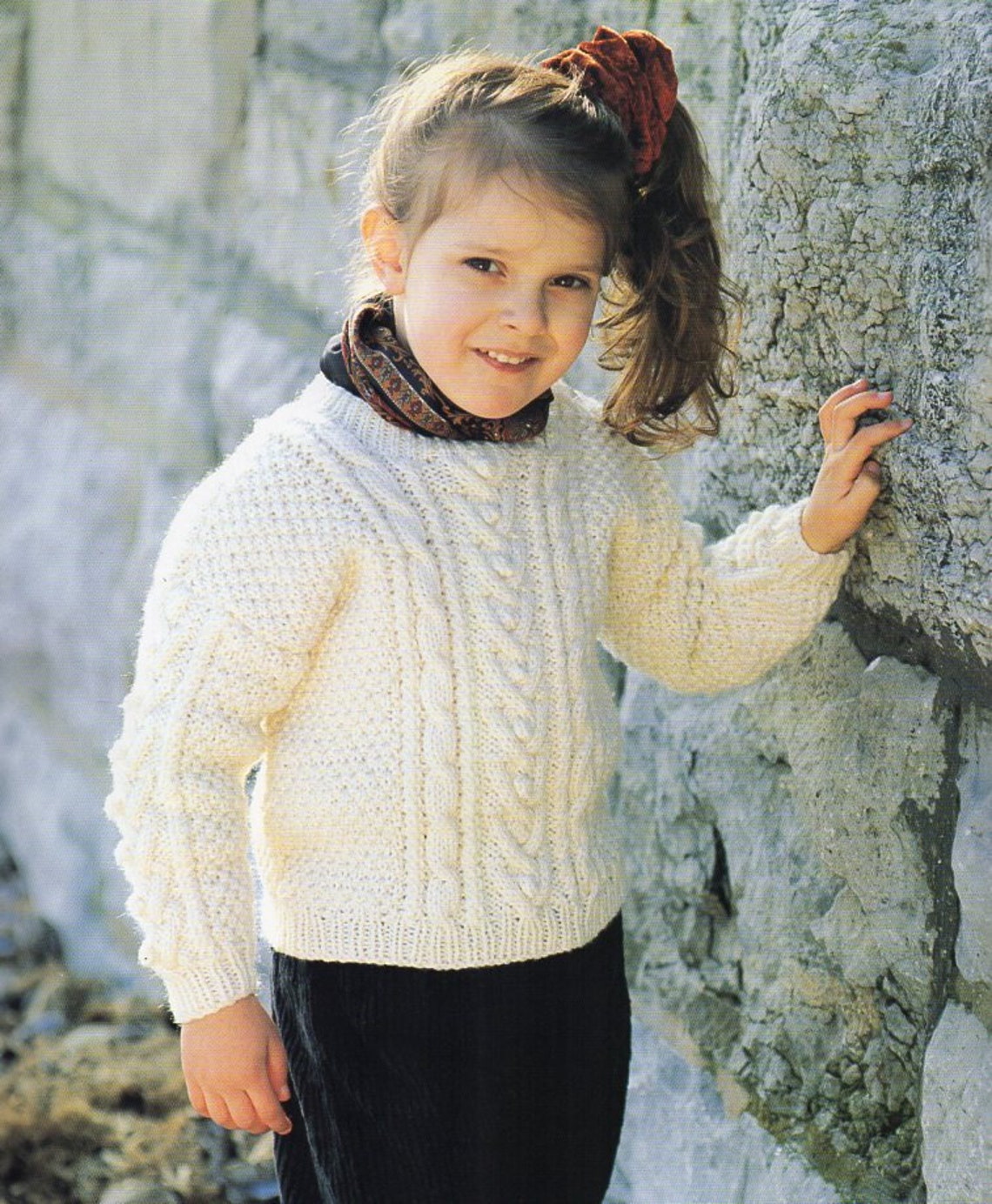 Vintage Childrens Aran Sweater KNITTING PATTERN Pdf Childs Cable Jumper ...