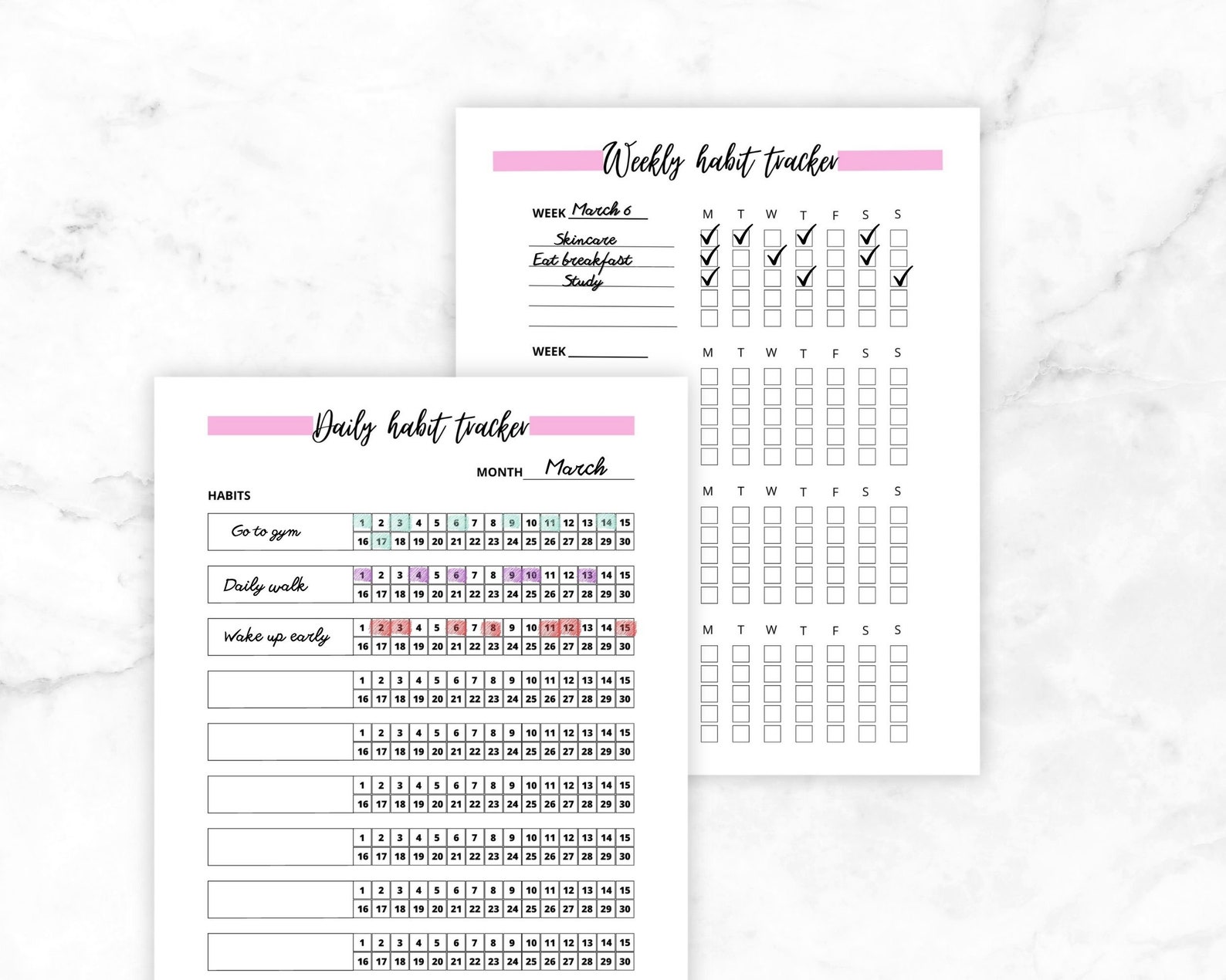 Daily and Weekly Habit Tracker Printable, Routine Tracker Template ...