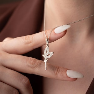 Fairy Necklace, Elegant Pendant, Dainty Jewelry, Charm Necklace, Minimalist Jewelry, Delicate Necklace, Silver Jewelry, Gift for Her