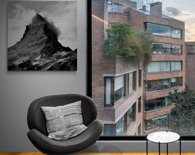 Diamantglasbild Blick vom Schwarzsee auf das Matterhorn – Premium Fotografie, Berglandschaft, Wandkunst, Natur, Wanddeko, Geschenkidee