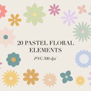 Pastel Floral Elements PNG/Spring flowers Clipart/Wedding flowers/Vintage flowers/Blush Flowers Clipart/Instant download PNG