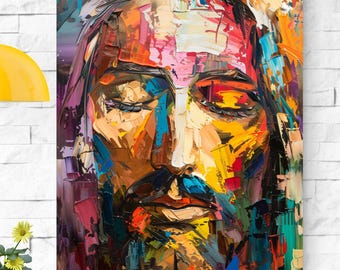 Vibrant Abstract Jesus Art Print - Modern Christian Wall Decor & Spiritual Gift Ideas